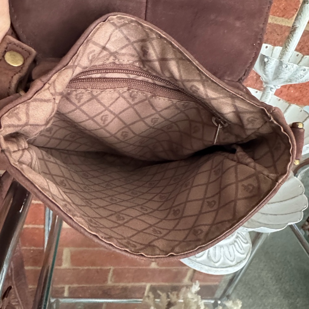 Claudio Ferrici Brown Suede Adjustable Strap Crossbody - Picture 6 of 8